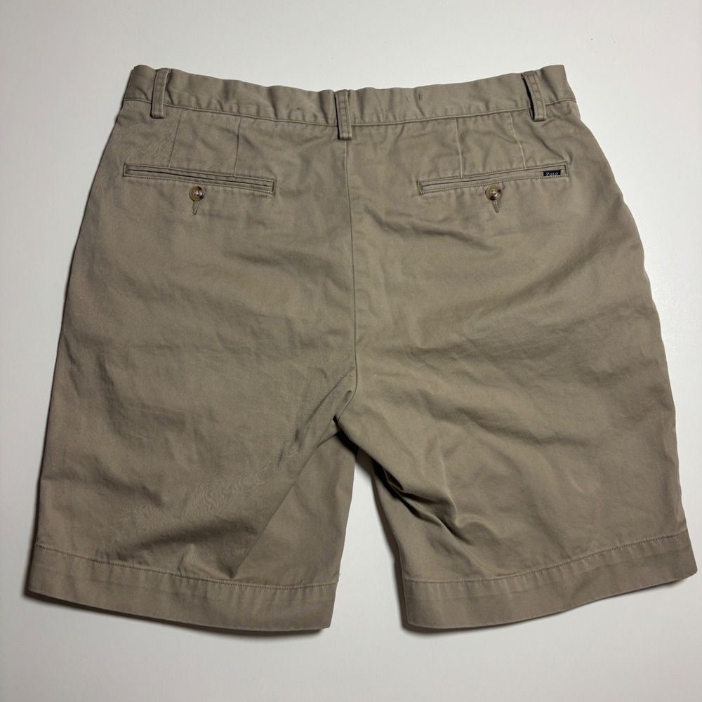 Polo Ralph Lauren Classic Fit Chino Shorts Mens 34 inseam 9" Khaki Tan Cotton - Picture 6 of 9